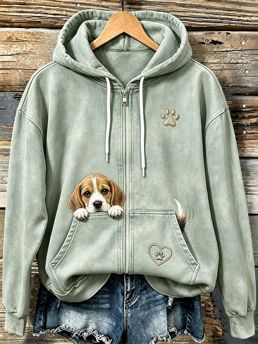Gemütlicher Kapuzen pullover mit Reiß verschluss für Damen
