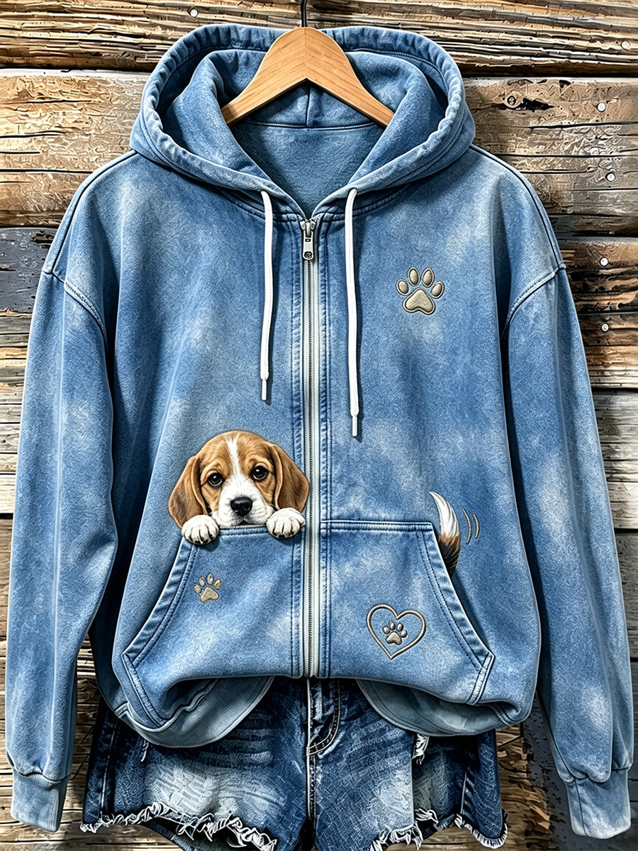 Gemütlicher Kapuzen pullover mit Reiß verschluss für Damen