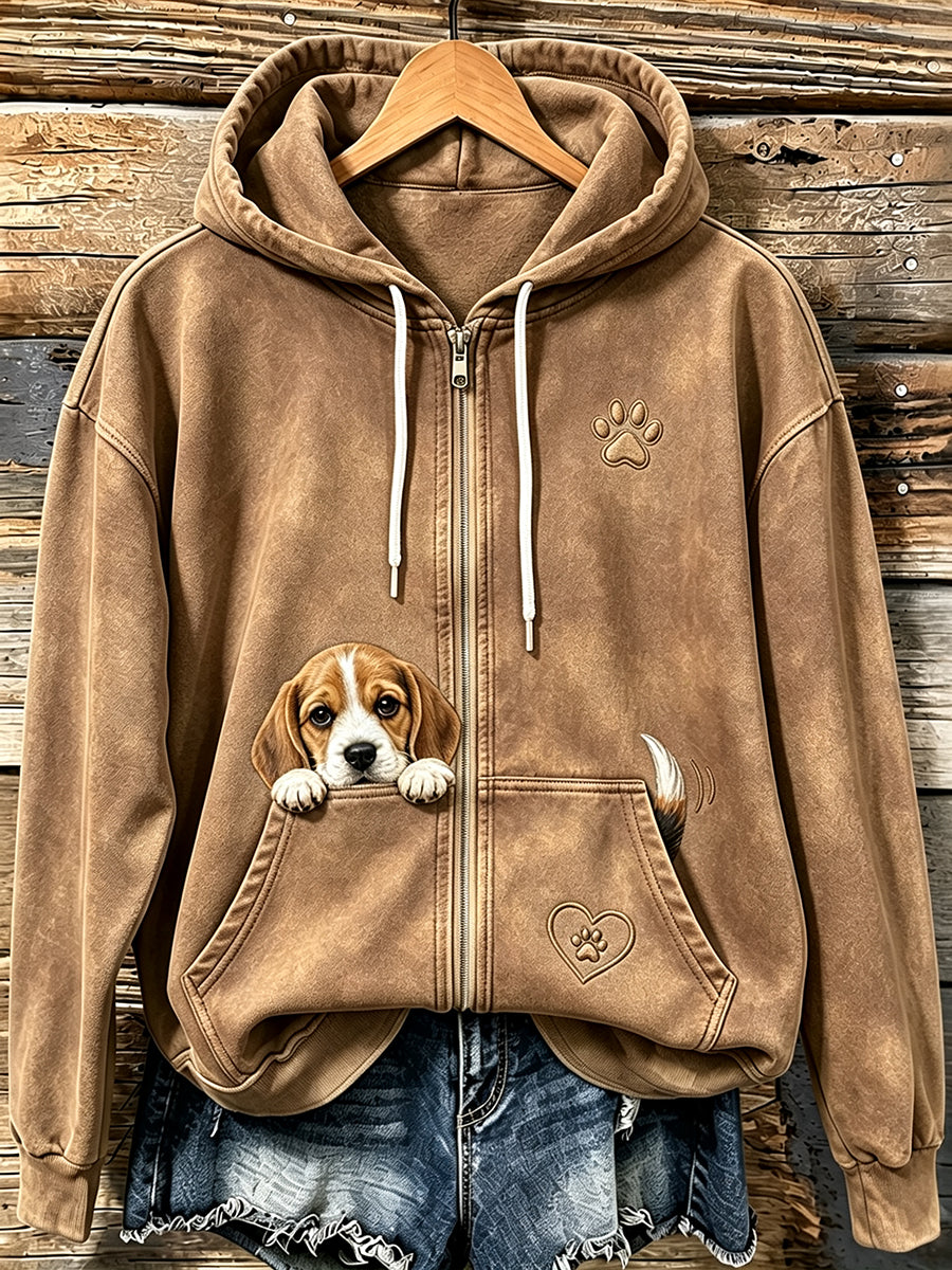 Gemütlicher Kapuzen pullover mit Reiß verschluss für Damen