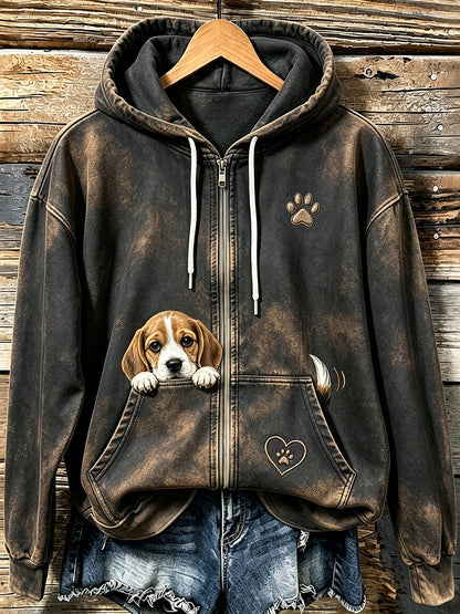 Gemütlicher Kapuzen pullover mit Reiß verschluss für Damen