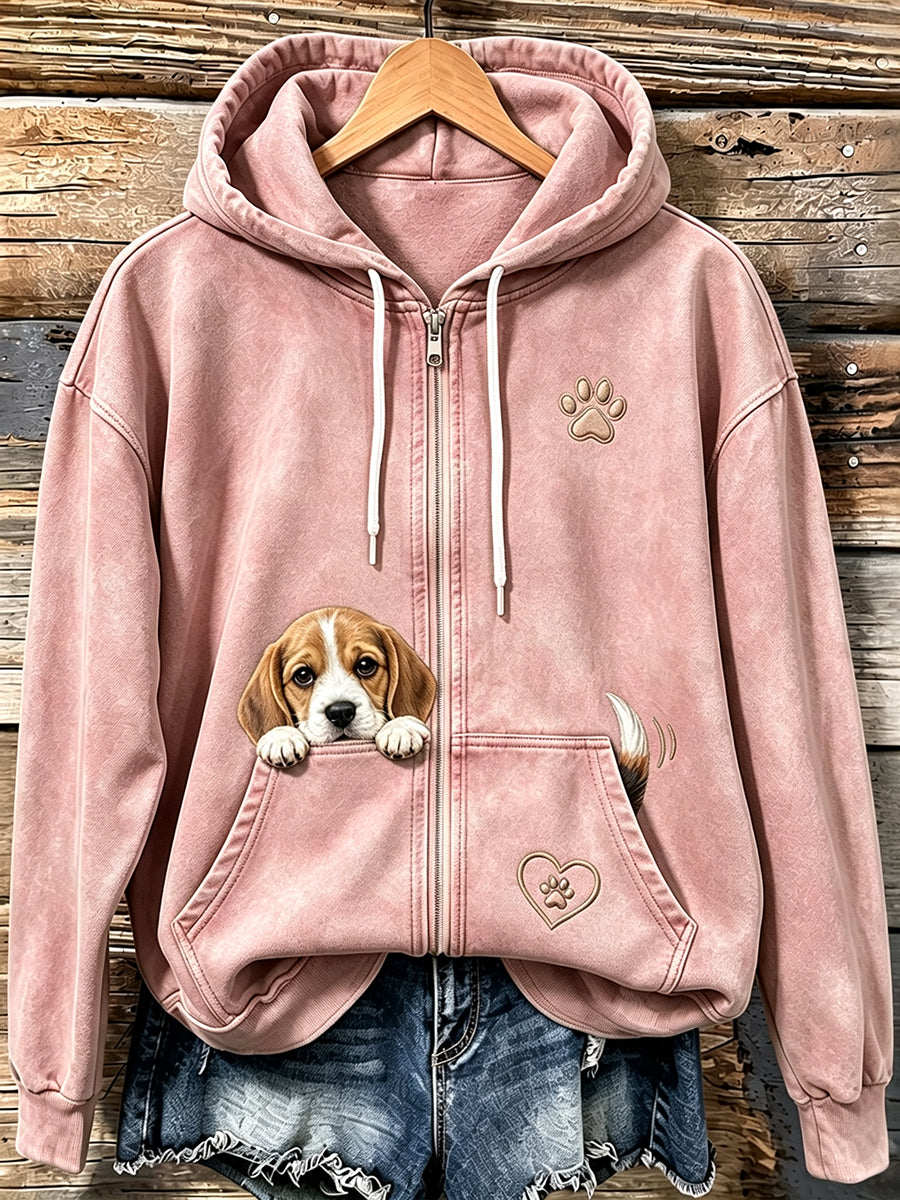 Gemütlicher Kapuzen pullover mit Reiß verschluss für Damen
