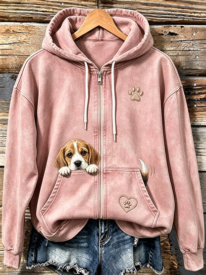 Gemütlicher Kapuzen pullover mit Reiß verschluss für Damen