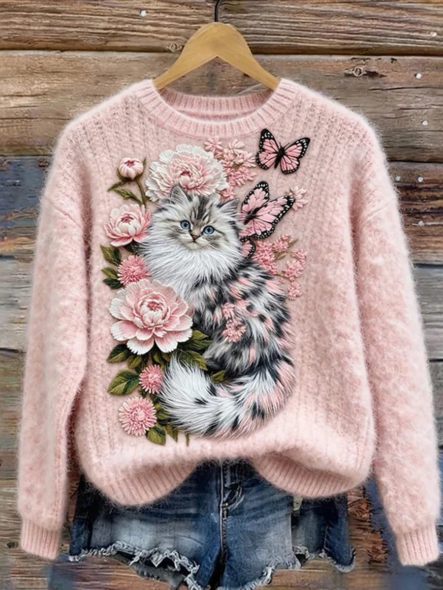 Damen-Retro-Flanell-Top mit Animal-Print im lässigen Stil