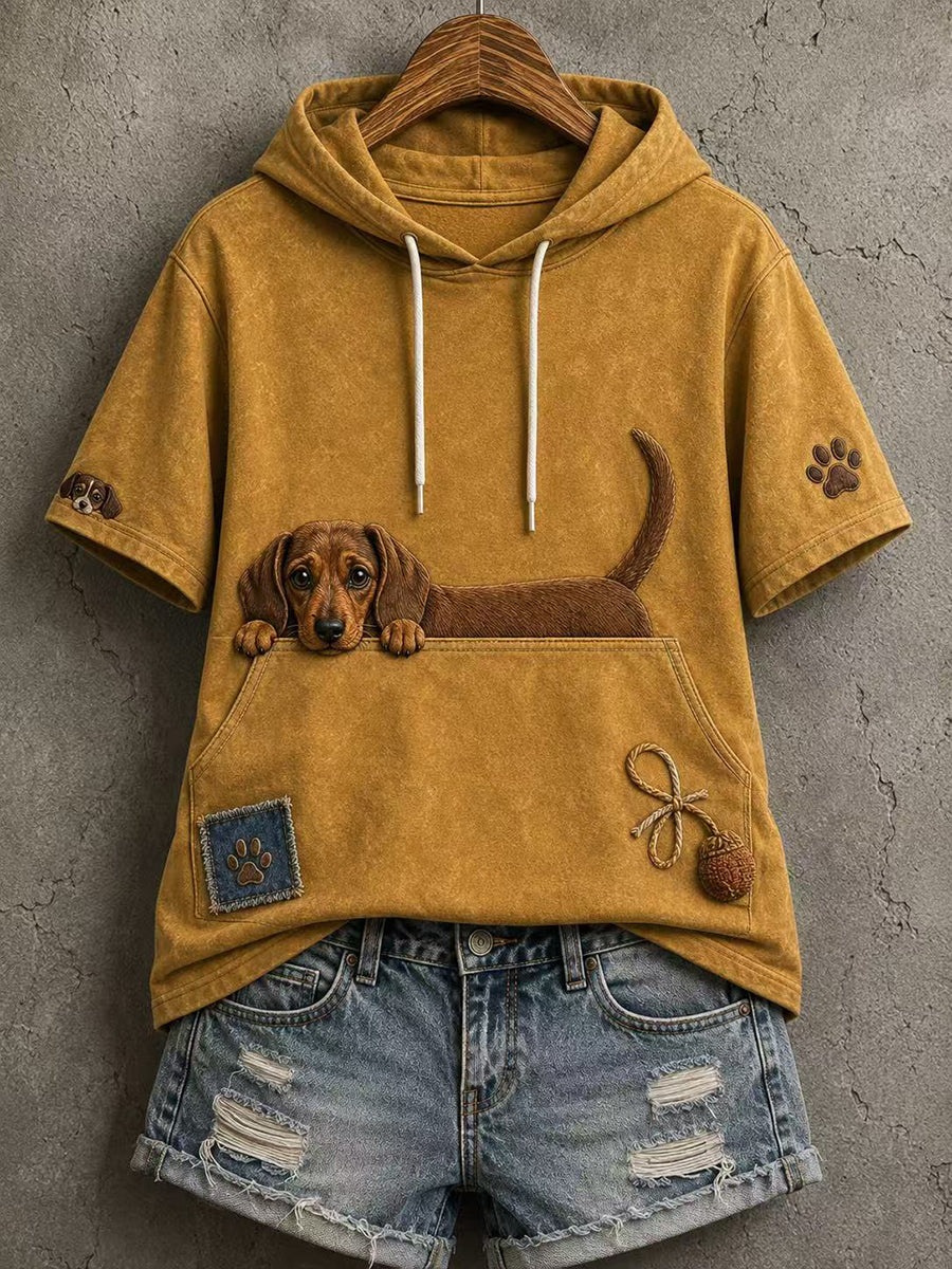 Damen Spaß mit Animal-Print Kurzarm-Hoodie
