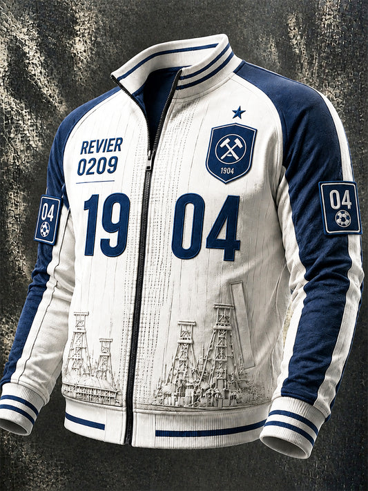 Herren-Bundesliga-Schalke-Fußball-Jacke mit Aufdruck, lässig, mit Reißverschluss