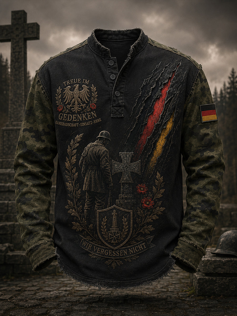 Herren-Longsleeve mit nostalgischem Motiv zur Ehrung von Veteranen