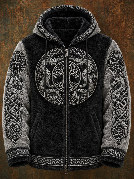 Lässiger Winter-Flanell-Kapuzen mantel im Viking-Stil für Herren