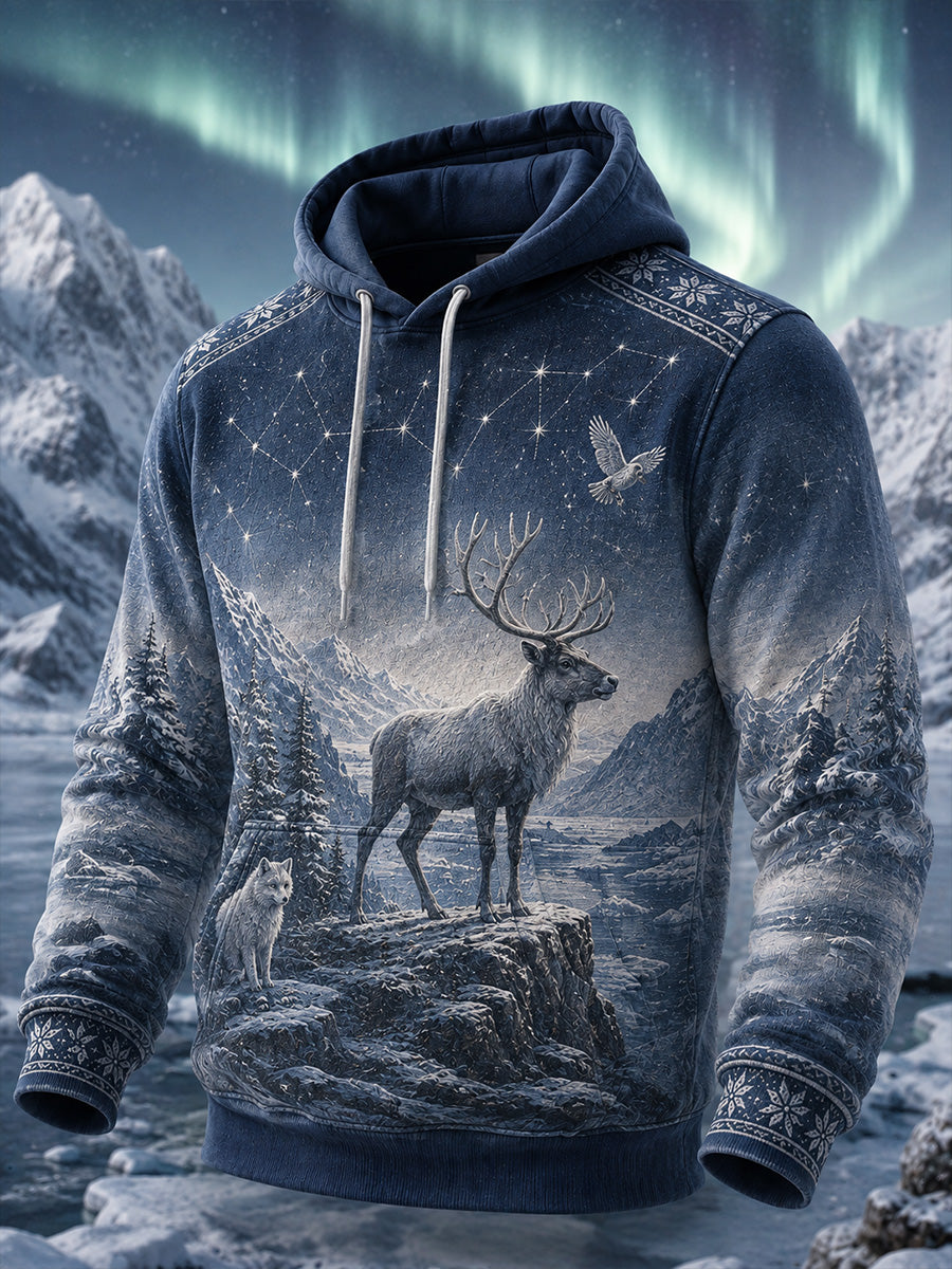Retro nordischer Kunstdruck lässiger bequemer Hoodie