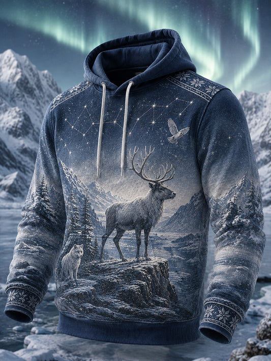 Retro nordischer Kunstdruck lässiger bequemer Hoodie
