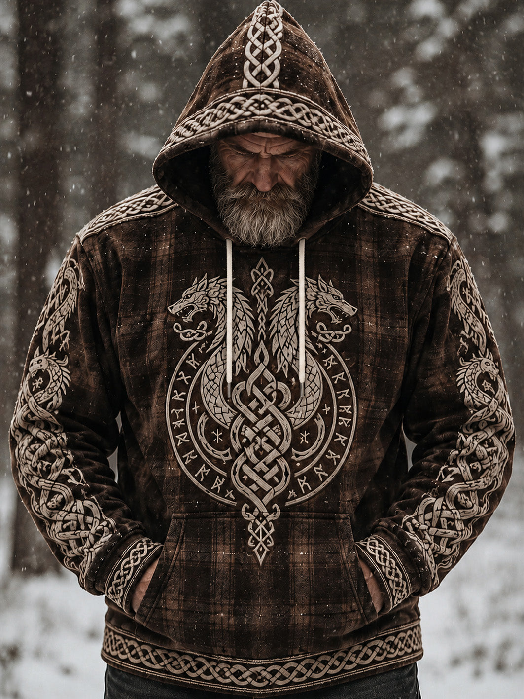 Herren Retro Viking Muster Design lässig Hoodie