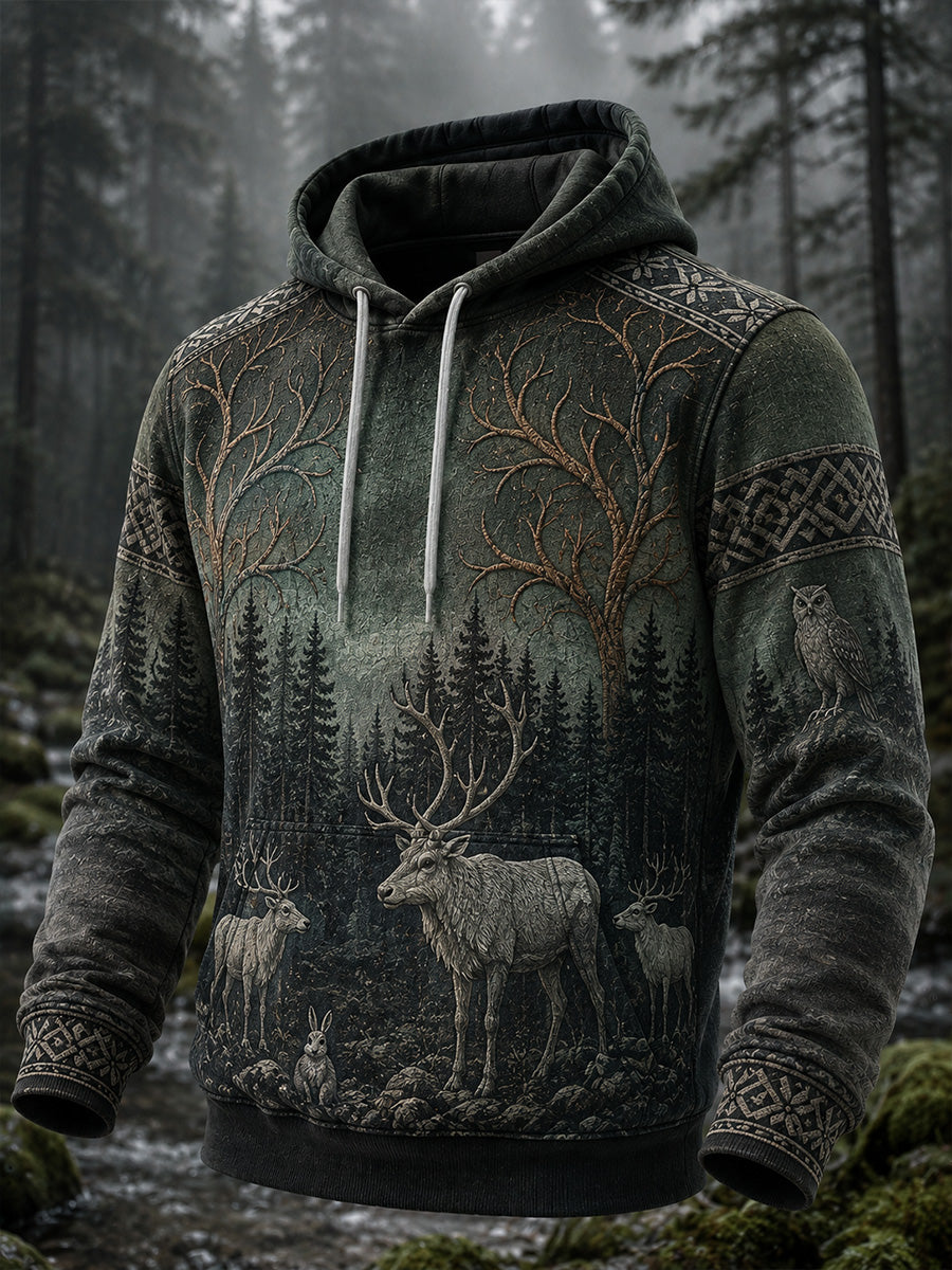 Retro nordischer Kunstdruck lässiger bequemer Hoodie