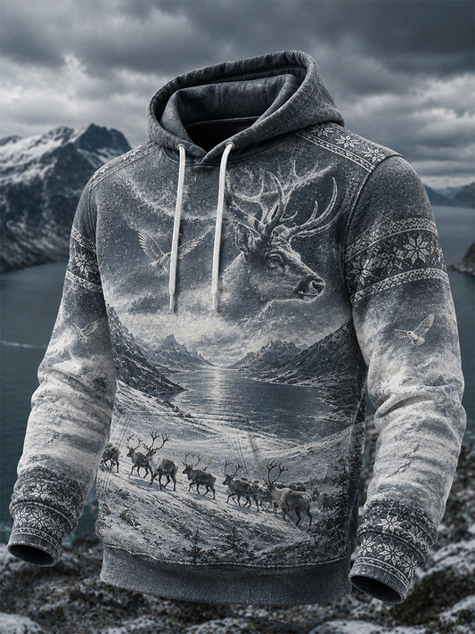 Retro nordischer Kunstdruck lässiger bequemer Hoodie