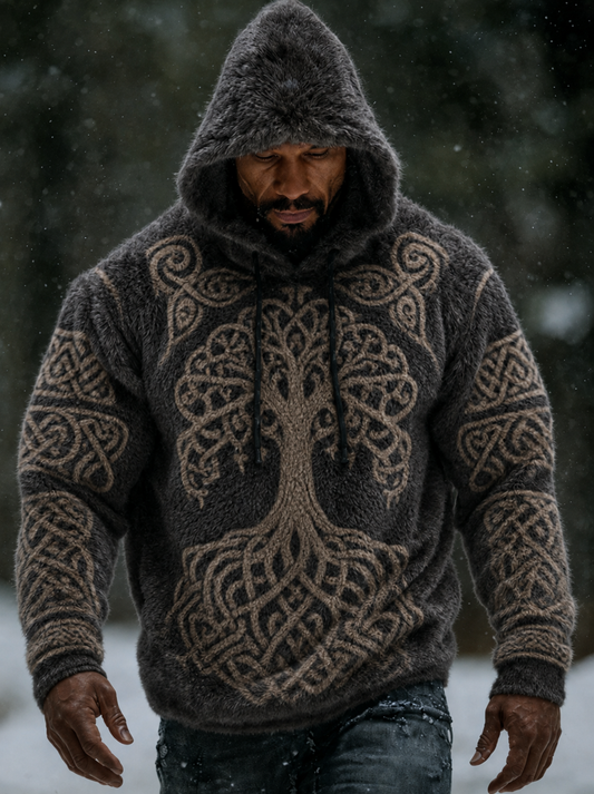Herren-Viking-Vintage-keltischer flaneller warmer Kapuzenpullover