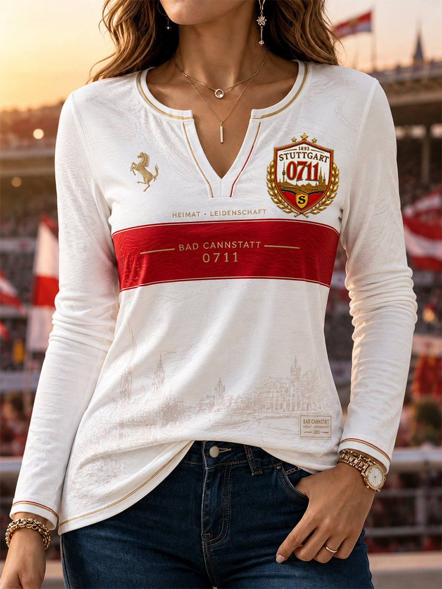 Damen-Lässiges Patchwork-T-Shirt mit V-Ausschnitt