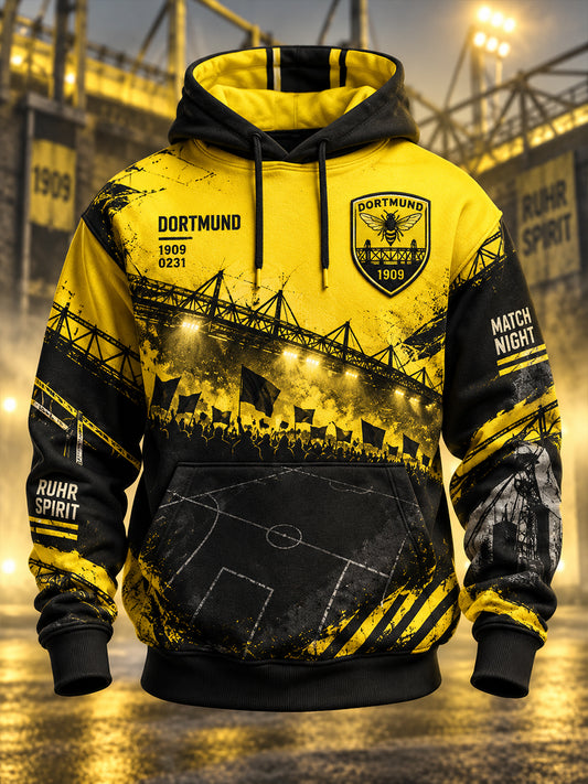 Herren Dortmund Übergroßer Schulter-Hoodie mit Taschen