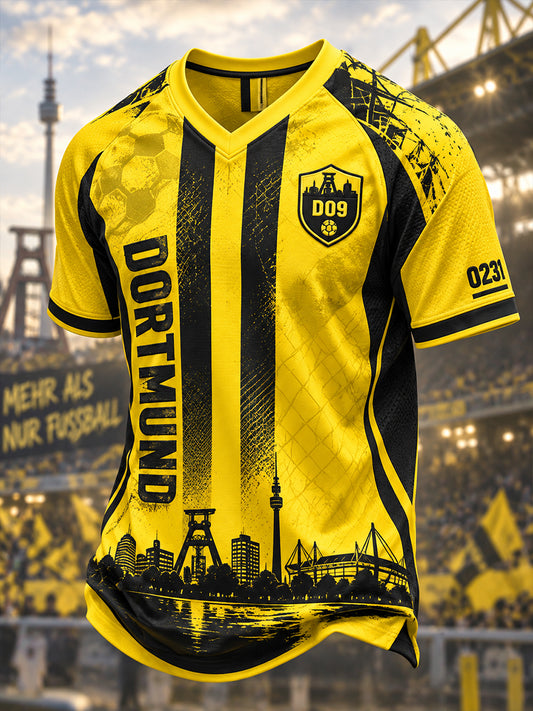 Herren-Dortmund-V-Ausschnitt-T-Shirt
