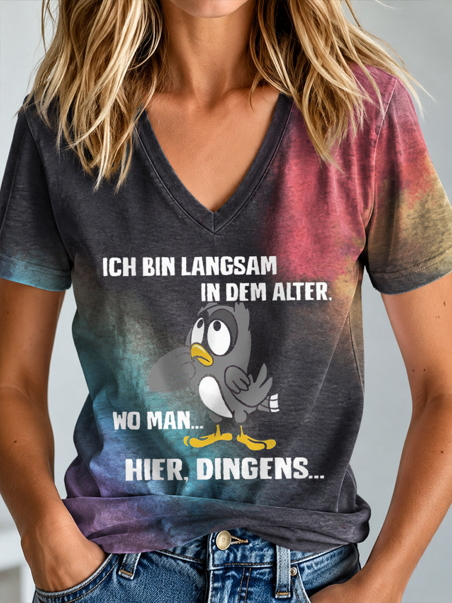 Frauen-T-Shirt mit witzigem deutschen Slogan-Print