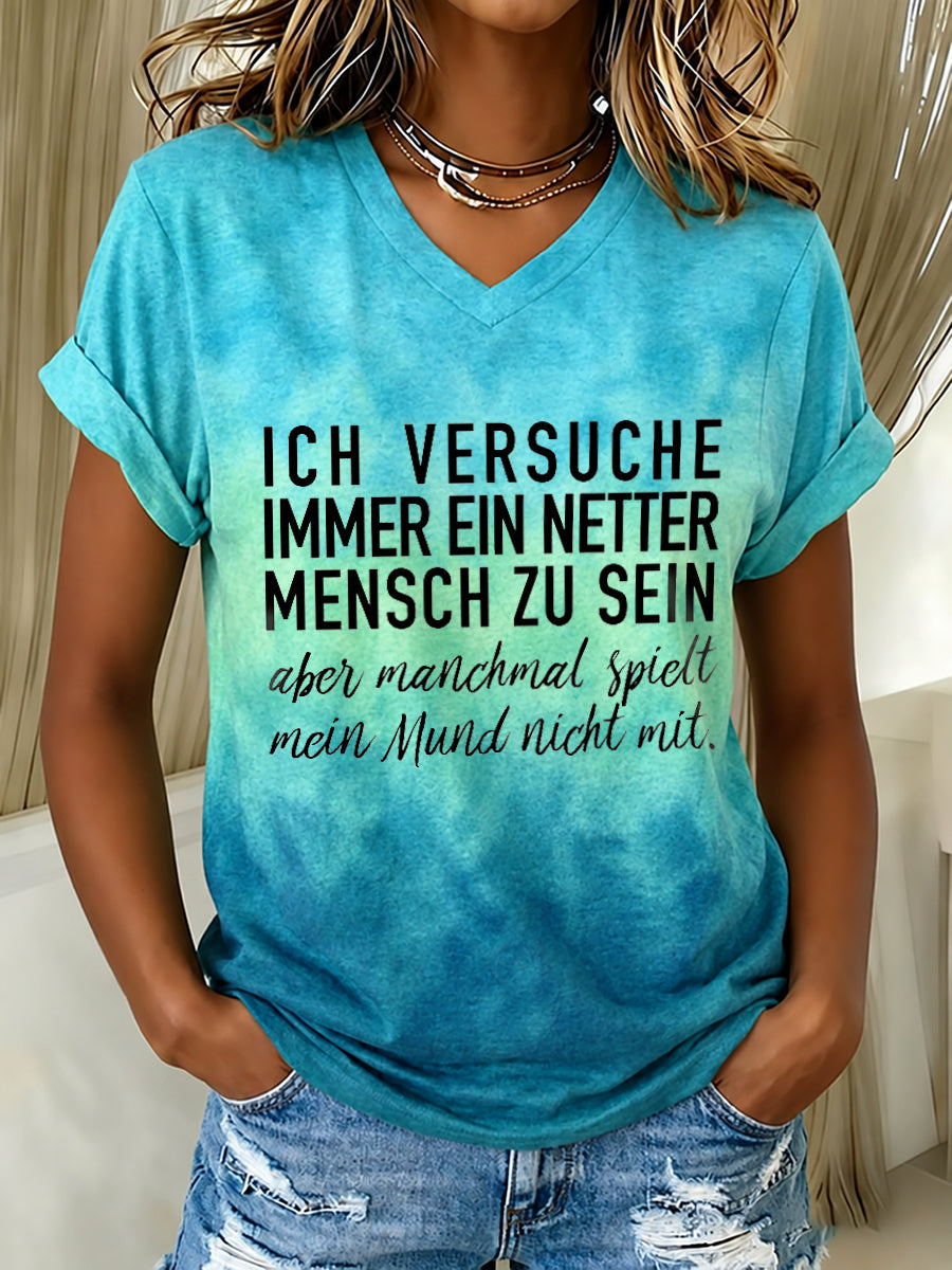 Frauen-T-Shirt mit witzigem deutschen Slogan-Print