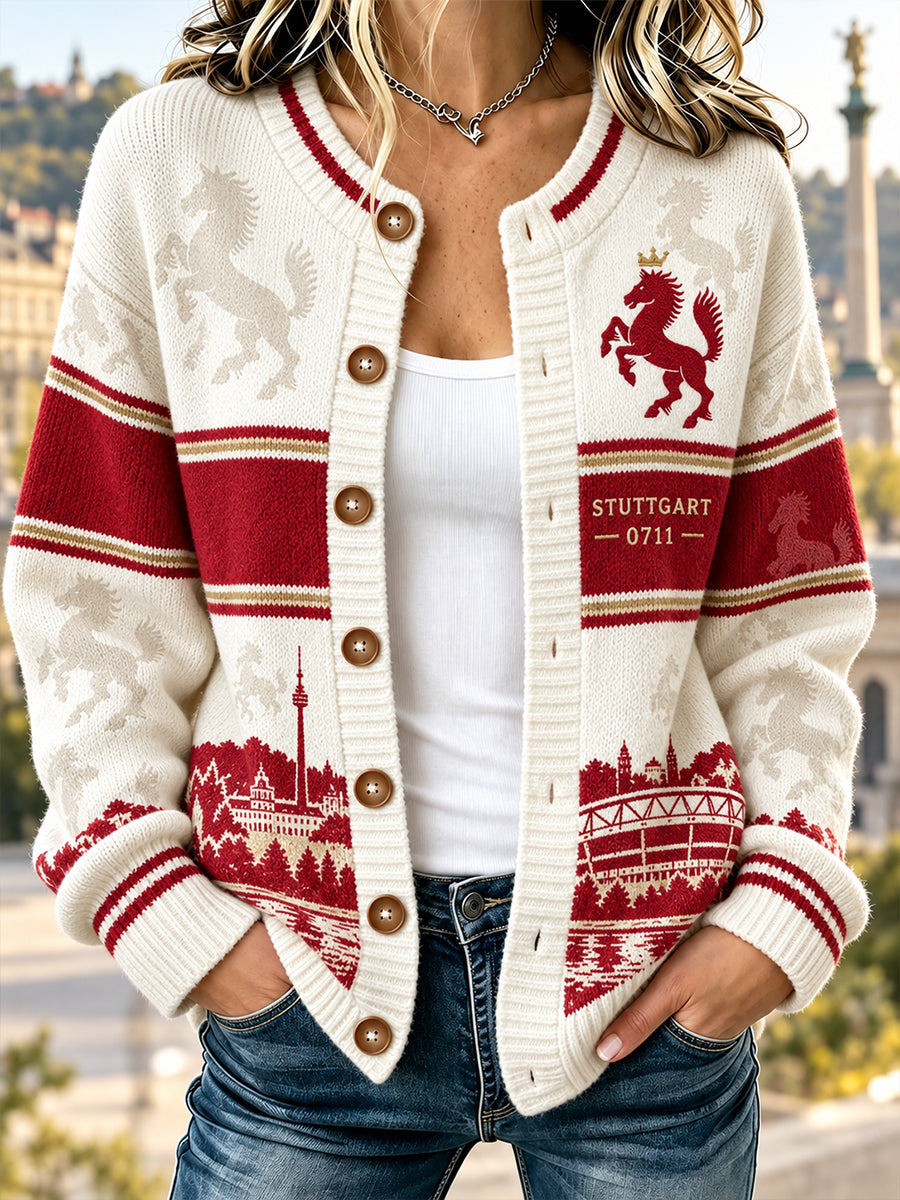 Damen-Strickjacke im Cardigan-Stil von VfB Stuttgart