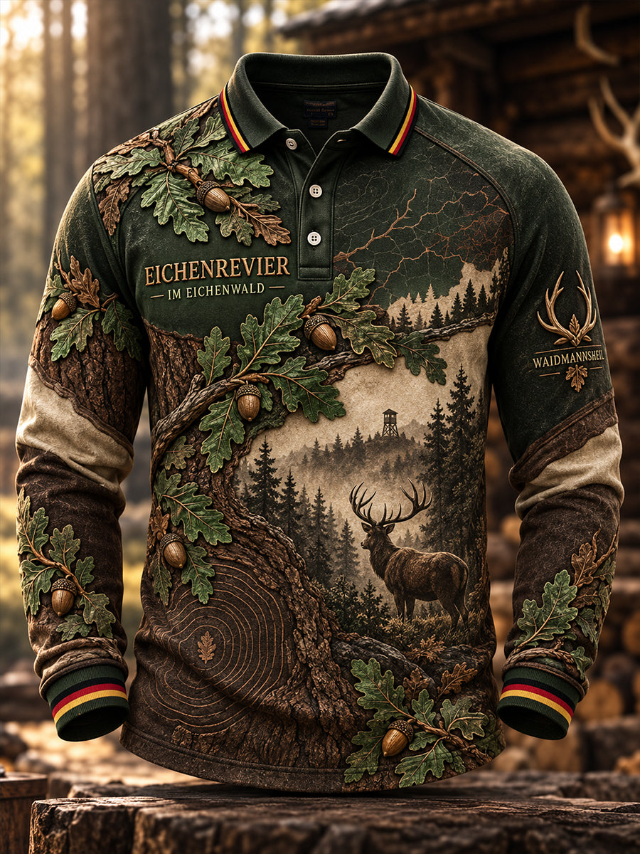Herren-Waffelpiqué-Langarm-T-Shirt zur deutschen Jagdsaison
