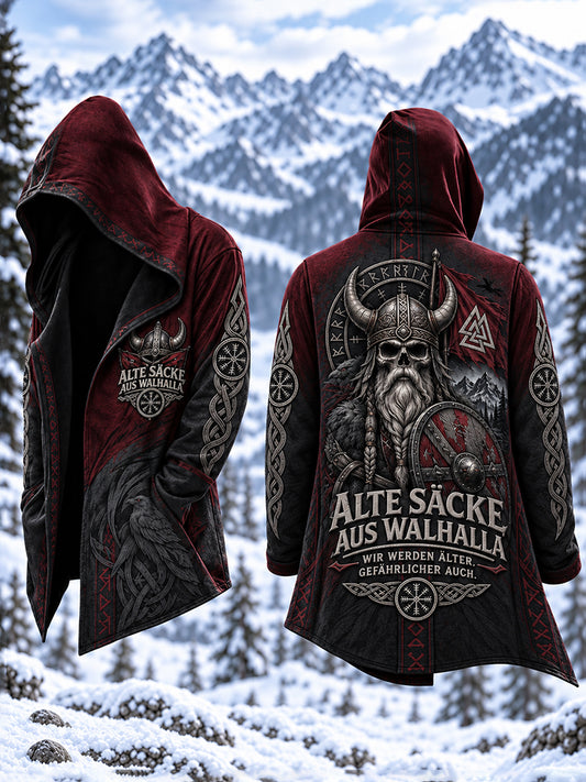 Herren-Strickjacke im Wikingerstil mit Kapuze