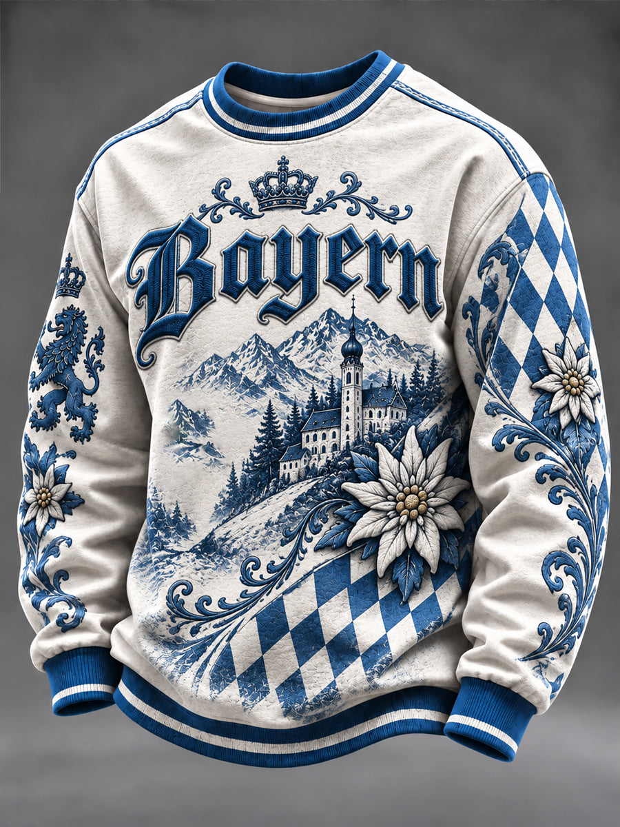 Herren-Sweatshirt im bayerischen Stil mit Rundhalsausschnitt
