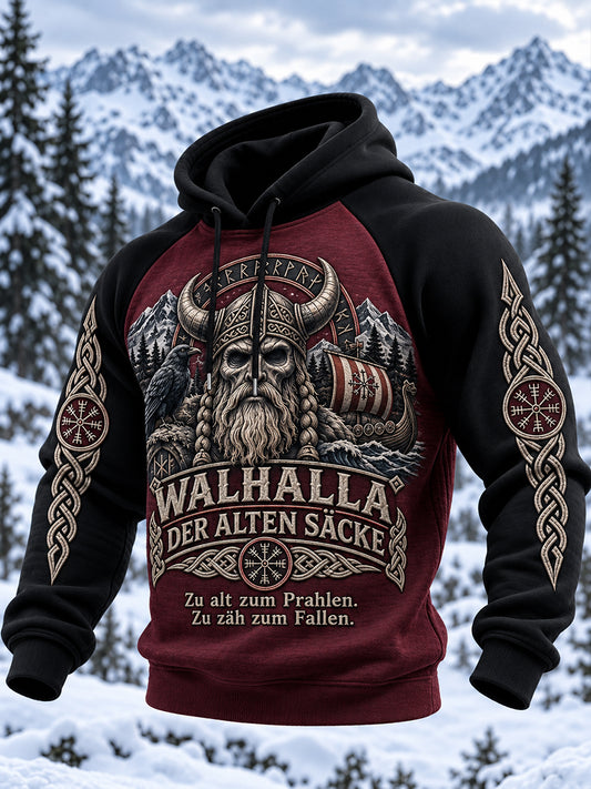 Herren-Raglan-Kapuzenpullover im Wikingerstil