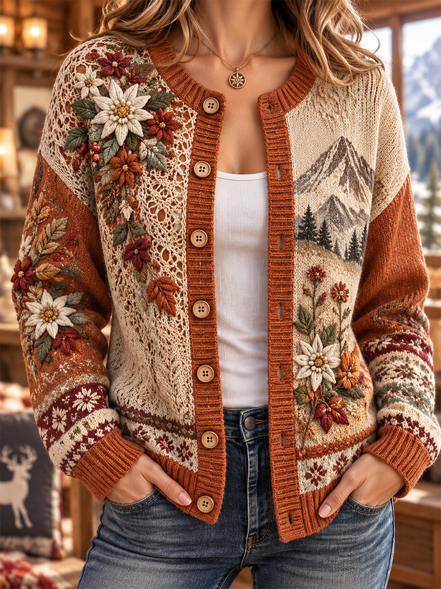 Damen-Strickjacke im Karo-Stil aus den österreichischen Alpen
