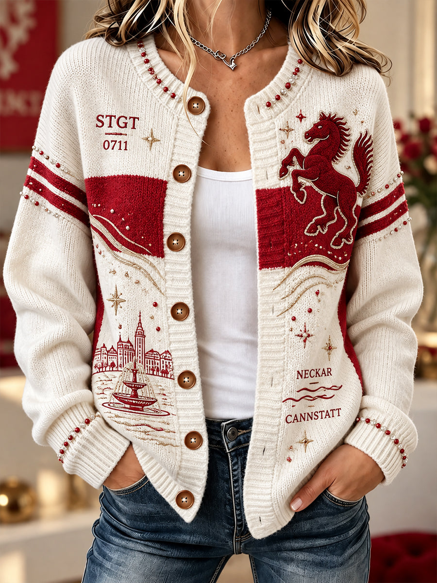 Damen-Strickjacke im Cardigan-Stil von VfB Stuttgart