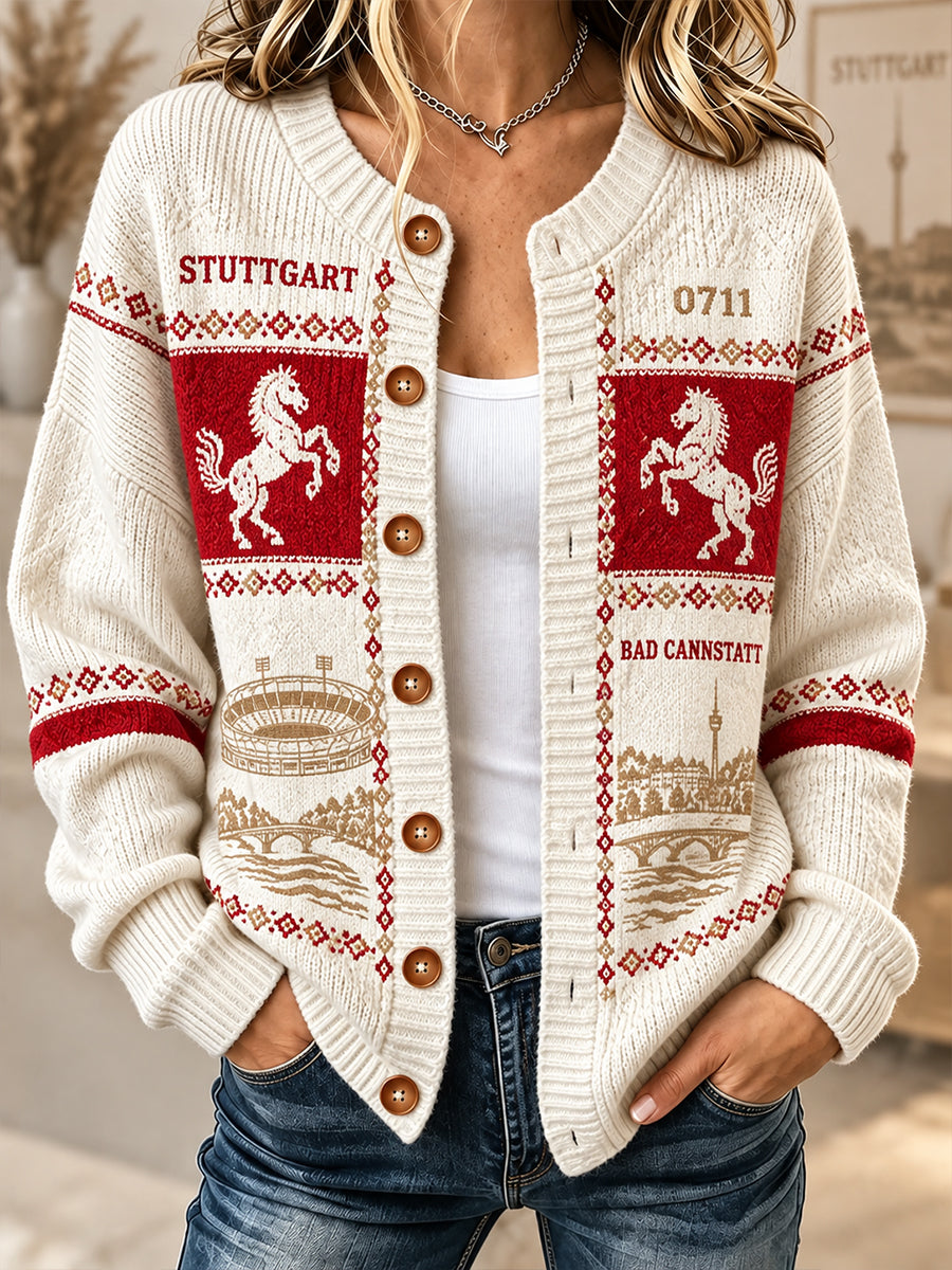 Damen-Strickjacke im Cardigan-Stil von VfB Stuttgart