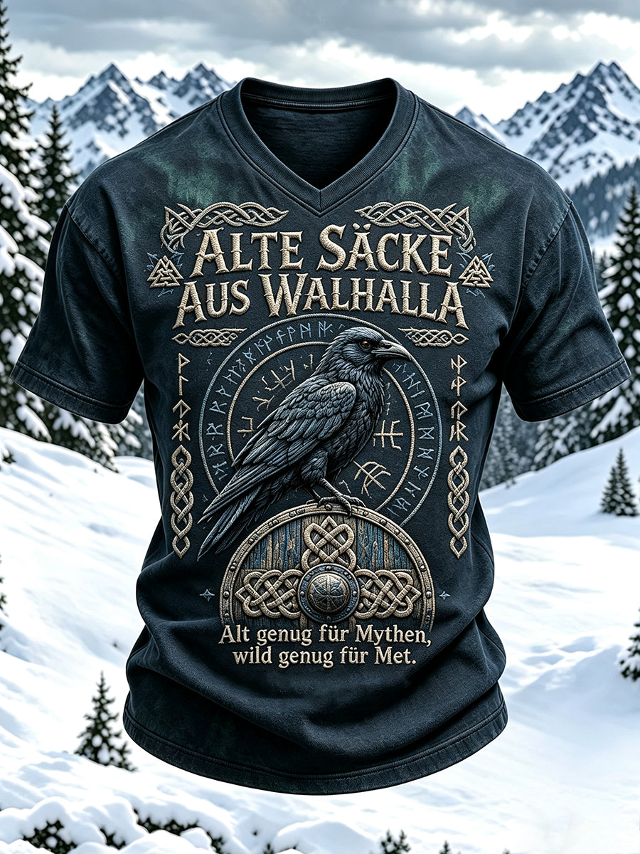 Herren-T-Shirt im deutschen Wikingerstil mit V-Ausschnitt