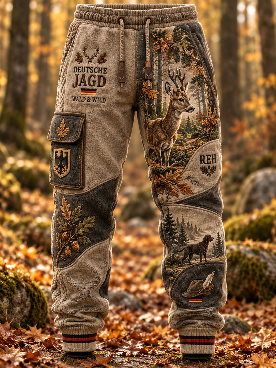 Herren-Herbstmode-Laufhose mit Jagdmotiv, lässige Sweatpants